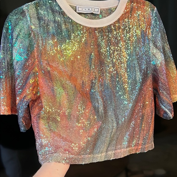 ITMFL Colorful Sequin Crop Top - Picture 3 of 8